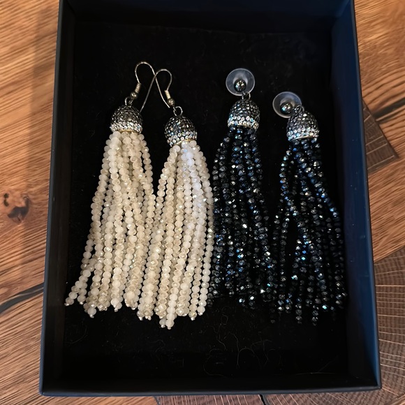 Jewelry - PROM SET OF TWO PAIRS OF EARRINGS CHANDELIER CREAM AND BLACK